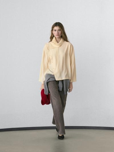 Massimo Dutti Рубашка с асимметричной пуговицей