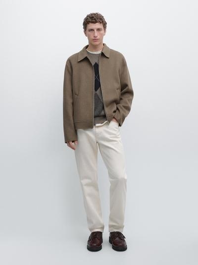 Massimo Dutti Куртка из шерстяно-шелковой смеси с карманами