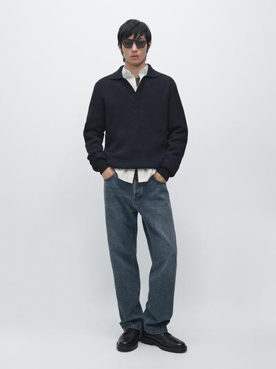 Massimo Dutti Поло-свитер из хлопкового трикотажа купить с доставкой.