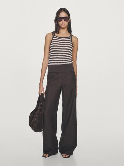 Massimo Dutti Топ с кружевными вставками и полосатыми деталями купить с доставкой.