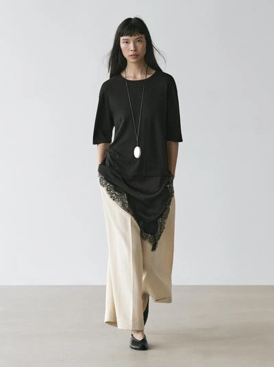 Платье с контрастной кружевной отделкой- Заказать в России