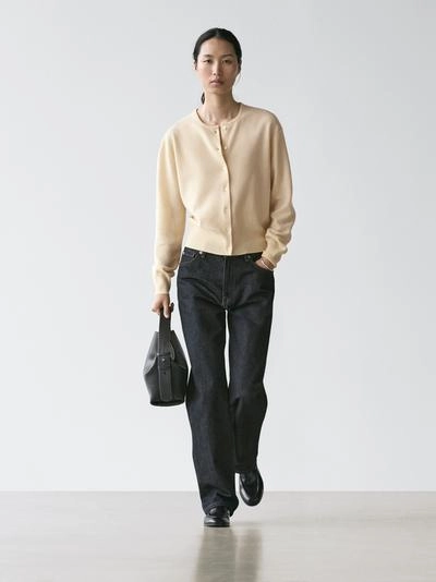 Кардиган из шерстяного трикотажа с круглым вырезом- Заказать в России