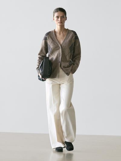 Massimo Dutti Кардиган из шерсти с аргайловым узором