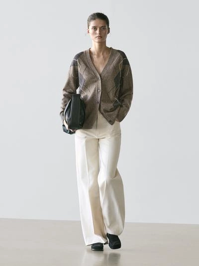 Кардиган из шерсти с аргайловым узором- Заказать в России