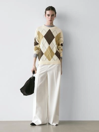 Свитер из хлопкового трикотажа с деталями в клетку- Заказать в России