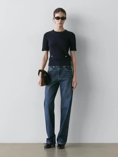 Свитер с коротким рукавом в стиле кабельной вязки