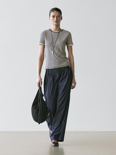 Massimo Dutti Полосатая двухслойная футболка с короткими рукавами