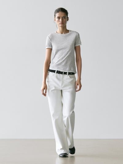 Massimo Dutti Футболка с коротким рукавом и двойной отделкой