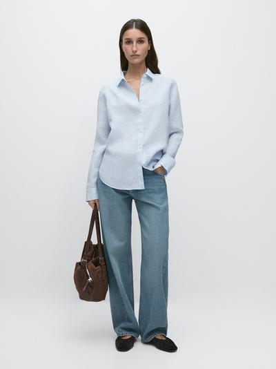 Massimo Dutti Рубашка из 100% льна в полоску