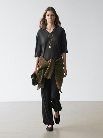 Massimo Dutti Свитер с объемным воротником из шелково-шерстяной смеси