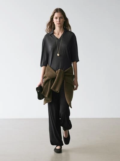 Свитер с объемным воротником из шелково-шерстяной смеси- Заказать в России