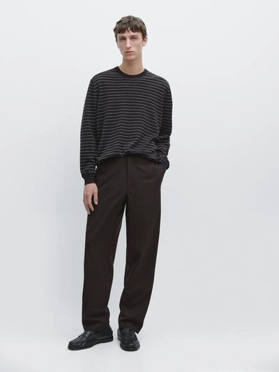 Вязанный свитер с длинным рукавом в полоску