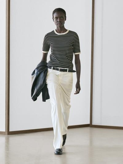 Massimo Dutti Футболка с коротким рукавом в полоску контрастного цвета