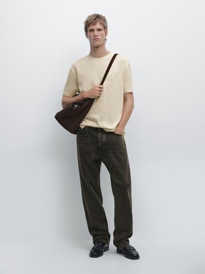 Massimo Dutti Футболка из хлопково-шерстяной смеси с коротким рукавом