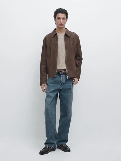 Куртка из козьей кожи с замшевой отделкой