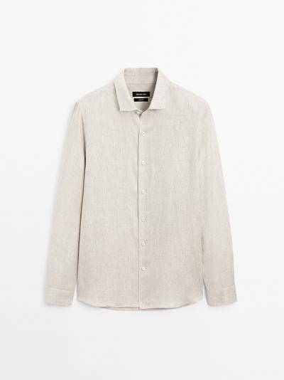 Massimo Dutti Рубашка свободного кроя из льна с эффектом потертости купить с доставкой.