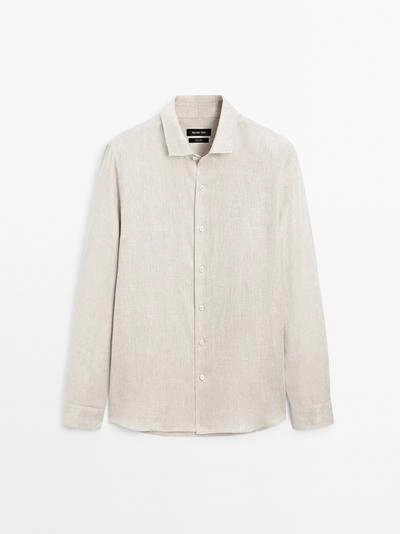 Рубашка свободного кроя из льна с эффектом потертости- Заказать в России