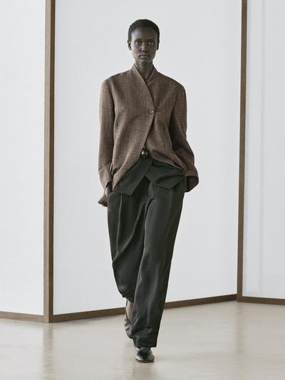 Massimo Dutti Пальто из шерстяной смеси с высоким воротником и меланжевым эффектом купить с доставкой.