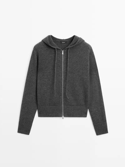 Кардиган из шерстяно-смесового трикотажа с молнией и капюшоном- Заказать в России