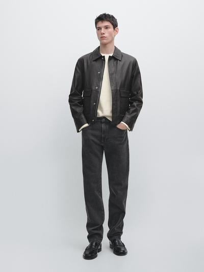 Massimo Dutti Кожаная куртка из овечьей кожи с карманами купить с доставкой.