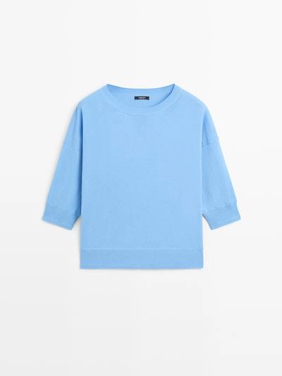 Свитер с коротким рукавом из смесового хлопка- Заказать в России