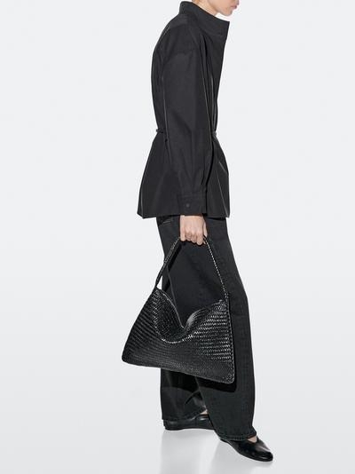 Massimo Dutti Сумка через плечо из тонированной кожи с плетеной отделкой среднего размера