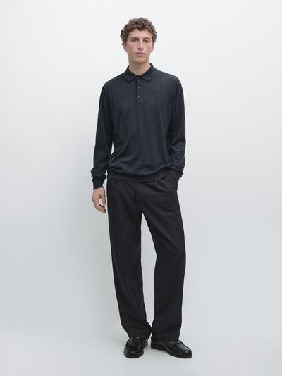 Massimo Dutti Свитер из 100% шерсти с воротником-поло