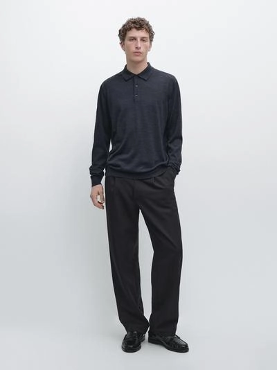 Свитер из 100% шерсти с воротником-поло