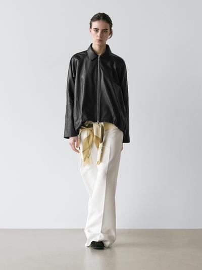 Massimo Dutti Куртка из натуральной кожи оверсайз