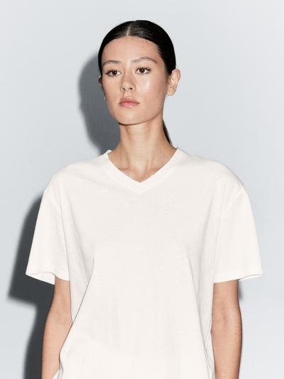 Massimo Dutti 100% хлопковая футболка с длинным рукавом