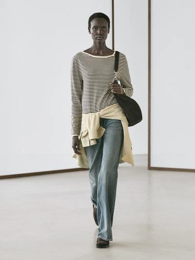 Длинный вязаный свитер в полоску- Заказать в России