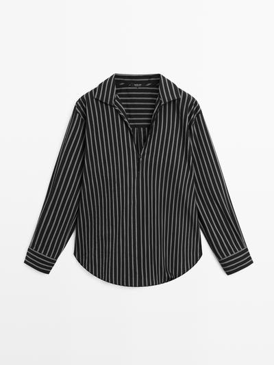 Massimo Dutti Рубашка из хлопково-вискозного микса в полоску