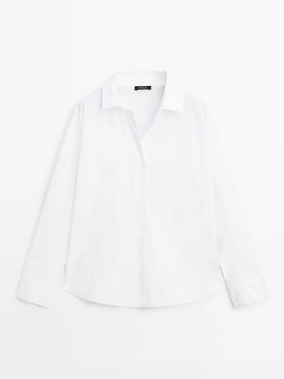 Рубашка из хлопковой ткани с деталями вытачек- Заказать в России