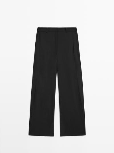 Massimo Dutti Брюки из шерстяной смеси с деталями шва