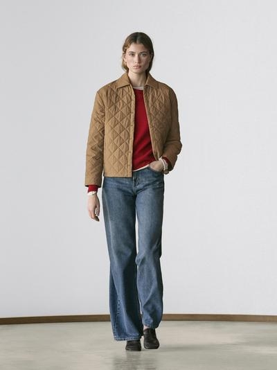 Massimo Dutti Куртка короткая стеганая с рубашечным воротником