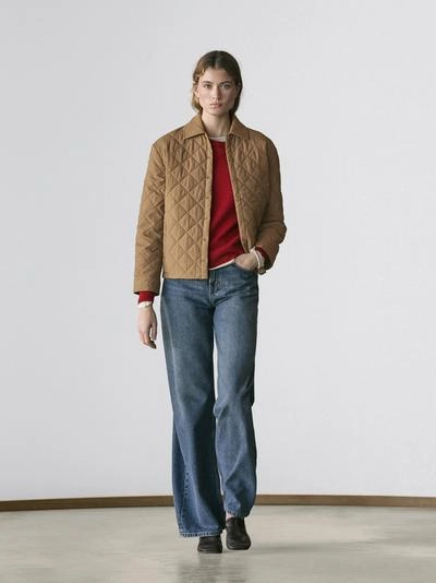 Куртка короткая стеганая с рубашечным воротником- Заказать в России