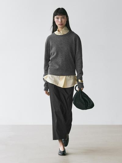 Massimo Dutti Юбка-карандаш из льняно-шелкового материала