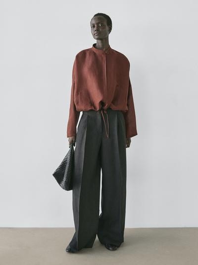 Massimo Dutti Бомбер из смесового льна купить с доставкой.