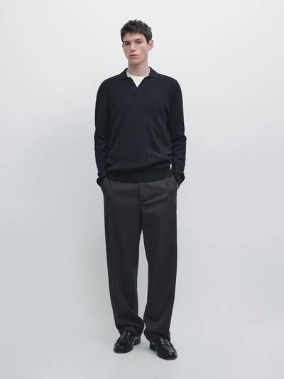 Поло из хлопково-шерстяного трикотажа- Заказать в России