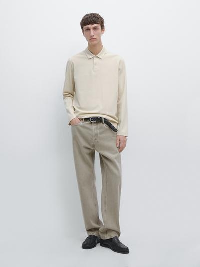 Massimo Dutti Поло с длинным рукавом из мерсеризованного хлопкового пике купить с доставкой.