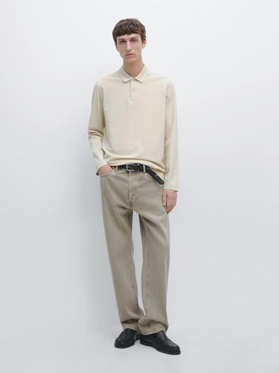 Поло с длинным рукавом из мерсеризованного хлопкового пике