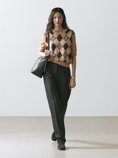 Massimo Dutti Вязанный свитер с аргайловым узором из хлопка купить с доставкой.