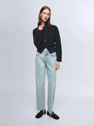 Джинсы прямого кроя с высокой посадкой- Заказать в России