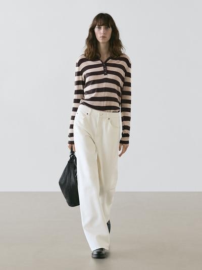 Massimo Dutti Свитер-поло из хлопкового трикотажа купить с доставкой.