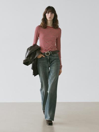 Massimo Dutti Майка с длинным рукавом в полоску купить с доставкой.