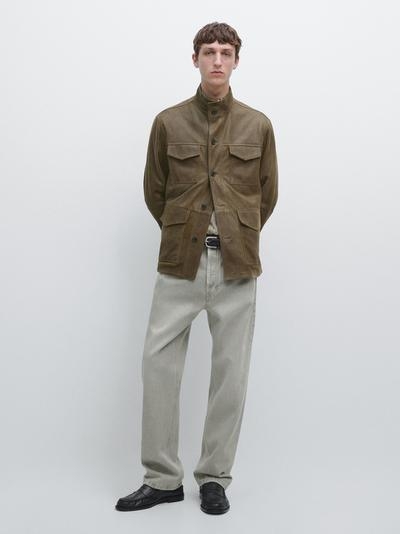 Massimo Dutti Куртка из кожи козы с эффектом потертостей