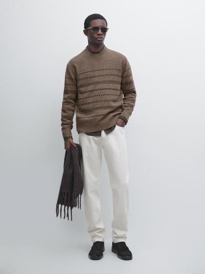 Massimo Dutti Джемпер из жаккардового вязаного полотна из шерстяной смеси купить с доставкой.