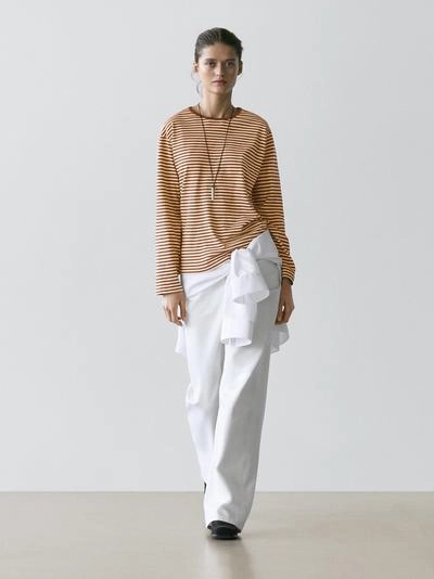 Полосатая футболка из хлопка с длинным рукавом