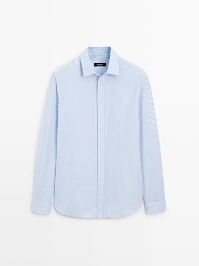 Рубашка полосатая из 100% хлопка с регулярным силуэтом