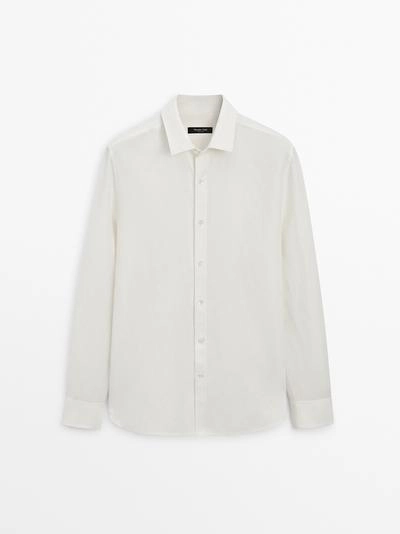 Рубашка из льняной смесовой ткани с регулярным кроем- Заказать в России